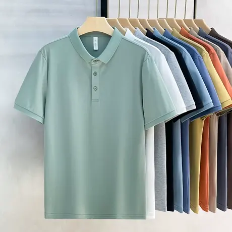 凉感索罗娜男士翻领POLO衫商务休闲多彩冰菠萝短袖男净色保罗T恤图片