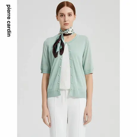 【皮尔卡丹女装】2024年春季新款简约百搭清爽短袖针织衫图片