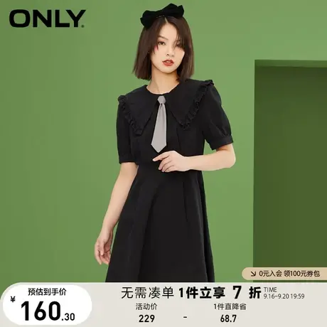 ONLY奥莱夏季甜美领带A字收腰娃娃领短裙连衣裙女图片