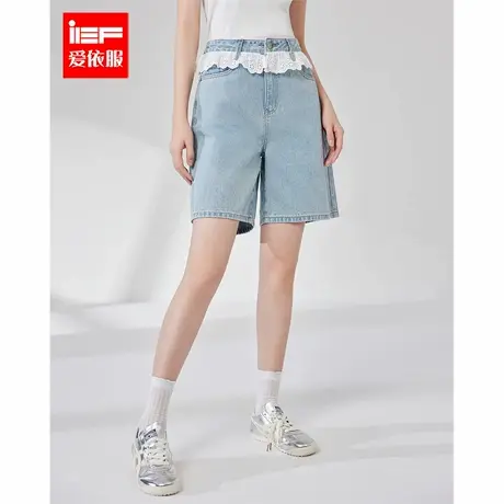 IEF/爱依服2025夏新款蓝色牛仔五分裤女时尚百搭简约宽松显瘦裤子商品大图