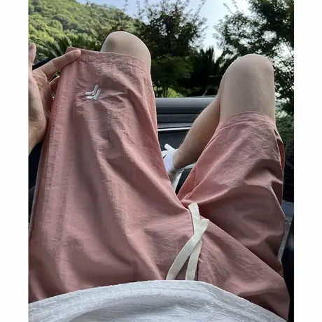 冰丝速干短裤男夏季新款刺绣运动五分裤青少年潮牌宽松直筒中裤子商品大图