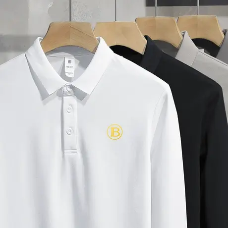 丝光珠地棉polo衫男长袖2025秋季新款翻领t恤保罗有领打底衫秋衣商品大图