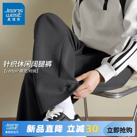 GV真维斯休闲长裤男款春秋季黑色运动裤青少年百搭宽松直筒裤子C商品大图