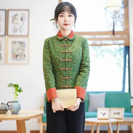 筠雅唐装女装中国风年轻款上衣女冬季新款复古茶服棉衣外套23J724图片