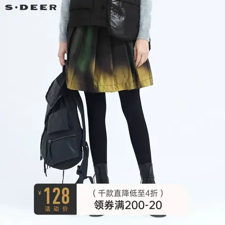 sdeer圣迪奥冬季女装休闲可爱织带渐变晕染百褶A字短裙S20481301📤商品大图