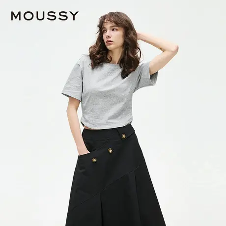 MOUSSY 2025春季新品休闲风后背绑带圆领短袖T恤女028ISX80-1971图片