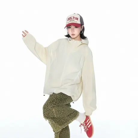 2025夏款新品男女同款连帽防晒服宽松透气户外时尚百搭防晒衣外套商品大图