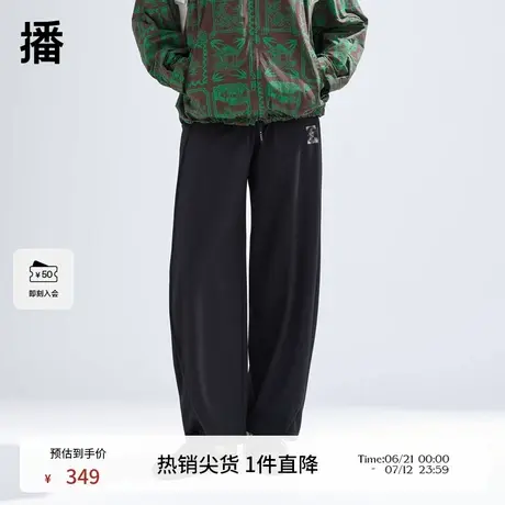 播印花休闲裤女商场同款春夏高腰显瘦软糯风长裤山本裤BDR1KD0012商品大图