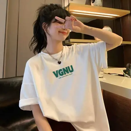 胖mm大码美式t恤女oversize复古卡通情侣短袖ins潮纯棉圆领上衣夏图片