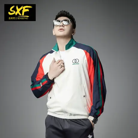 SXF圣希梵夹克外套男2024新款春季 潮牌撞色拼接薄款翻领男士外衣商品大图