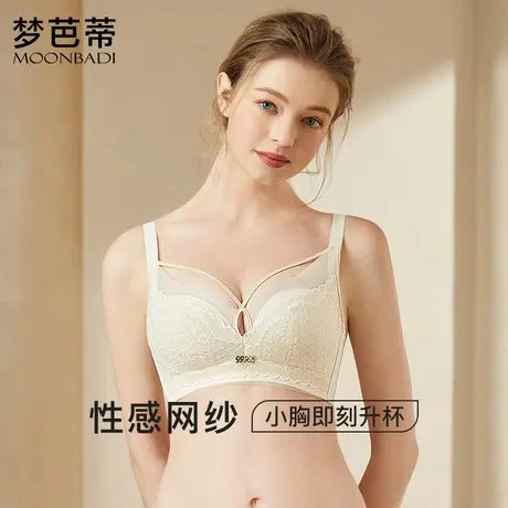 梦芭蒂内衣女小胸聚拢文胸无钢圈上托收副乳蕾丝少女胸罩忆清双绝商品大图