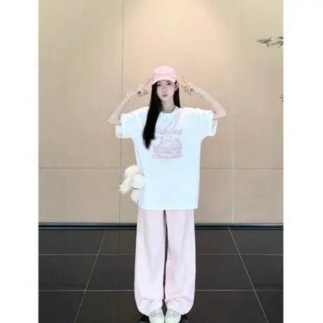 美式高街白色夏季短袖t恤女韩版宽松慵懒风小众设计感半袖上衣潮商品大图