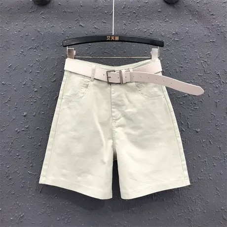 韩版高腰休闲五分裤女2025春夏新款纯色百搭宽松显瘦直筒裤牛仔裤图片