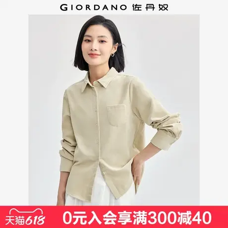 佐丹奴知识分子风衬衫女纯棉灯芯绒复古口袋通勤长袖衬衣05344859图片