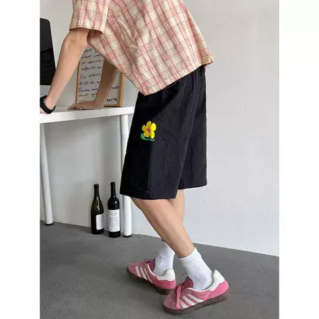 男士休闲运动短裤夏季宽松直筒男生居家外穿直筒五分裤子oversize图片