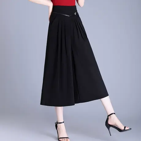 冰丝阔腿裤女夏薄款2025新款八分裤高腰宽松时尚气质垂感休闲裙裤商品大图