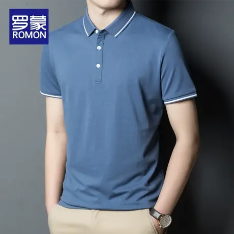 罗蒙男士短袖polo衫夏薄款2025新款高端冰丝带领t恤商务休闲上衣图片