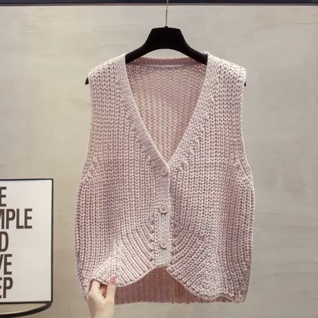 开衫v领设计师针织马甲背心女2025春秋新款宽松外穿马夹毛衣坎肩图片