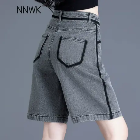 灰黑色牛仔短裤女款夏季2025新款爆款直筒裤美式小个子热裤五分裤商品大图