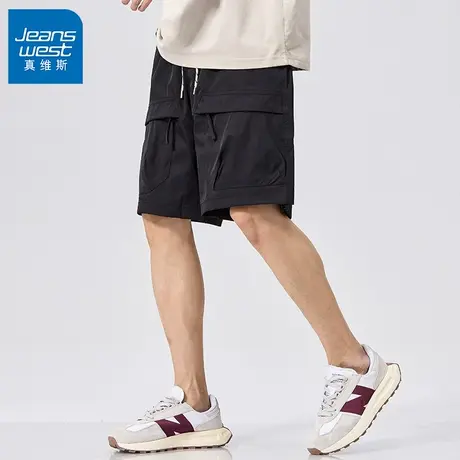 GV真维斯短裤男款夏外穿冰丝多口袋网眼宽松休闲运动工装五分裤Z商品大图