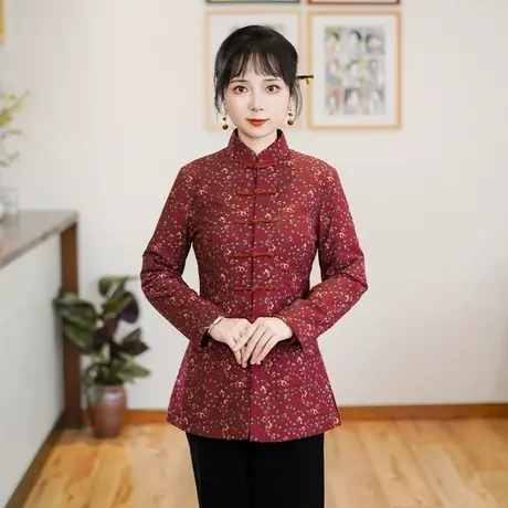 筠雅冬季新款中式复古唐装加厚旗袍小棉袄国风夹棉保暖棉衣24J372商品大图