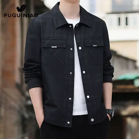 富贵鸟翻领工装外套男士秋季2025年新款高端上衣宽松休闲夹克男装图片