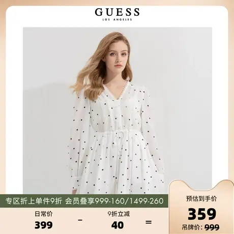 GUESS 女士气质清纯收腰时尚减龄V领圆点印花连衣裙-W2PK0JW35Y3图片