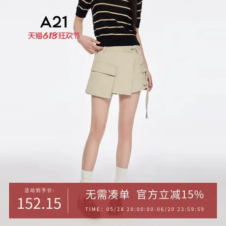 A21女装多口袋牛仔裤2025夏季新款简约裙裤设计感宽松显瘦短裤商品大图