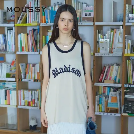 MOUSSY 夏季街头感嘻哈风字母刺绣背心T恤010HSQ90-0640图片