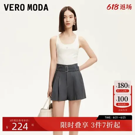Vero Moda短裤2025夏季新款腰带装饰纯色百搭百褶裙裤学院减龄商品大图