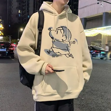 日系印花连帽卫衣男女ins春秋季新款休闲宽松帅气外套港风上衣服图片