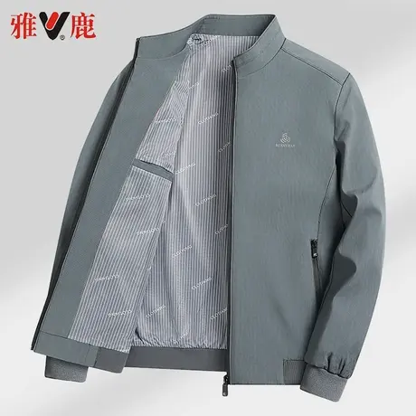 雅鹿爸爸装外套夹克男士商务休闲2024春秋季新款中老年上衣茄克衫图片