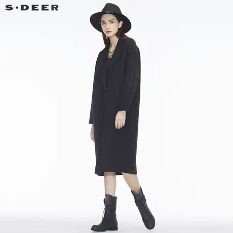 sdeer圣迪奥简约风格流畅剪裁暗扣设计平驳领大衣S18481887图片
