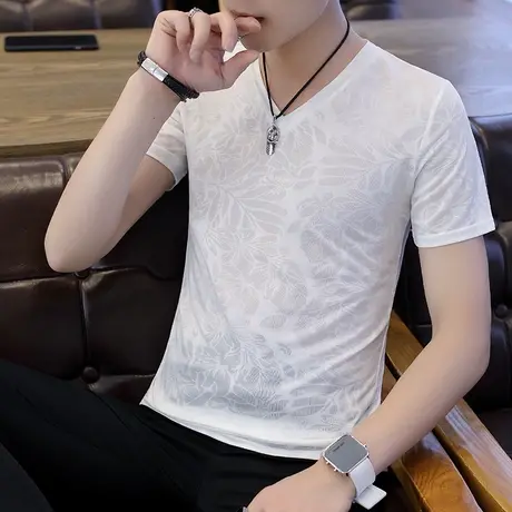 2025年夏季潮流新款短袖T恤冰丝修身半袖体恤男士两件装夏装衣服商品大图