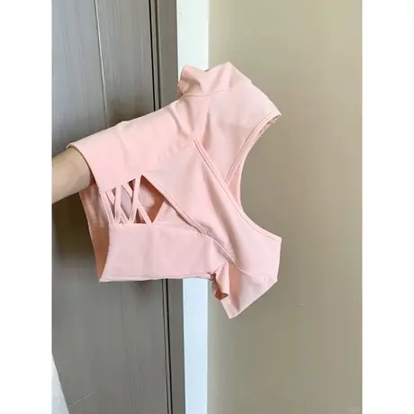 美式辣妹带胸垫短袖T恤女夏季韩版修身显瘦短款露背半袖上衣ins潮商品大图