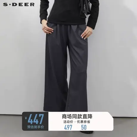 sdeer圣迪奥女装休闲抽绳松紧插袋阔腿长裤S231Z0819图片