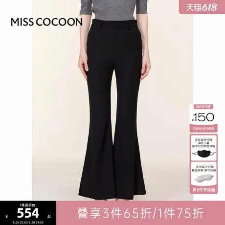 可可尼COCOON2025夏季新款定制梭织面料显瘦西装裤女士黑色休闲裤商品大图