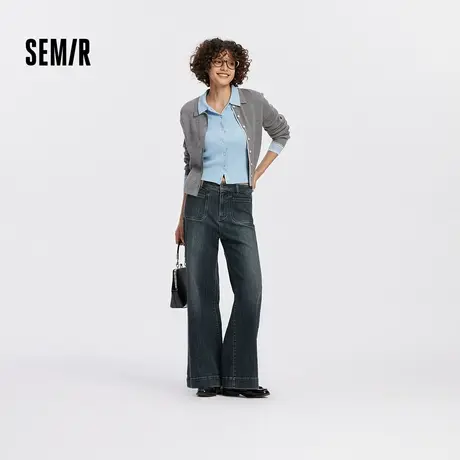 森柔牛仔|商场同款森马牛仔裤女宽松长裤秋季2025新款简约阔腿裤商品大图