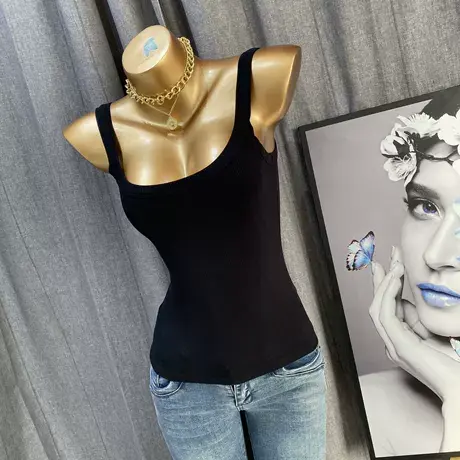 简简单单又洋气！糯糯手感螺纹棉修身显瘦万搭款舒适无袖吊带背心商品大图