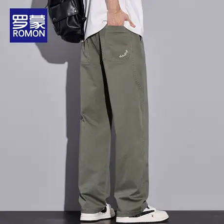 罗蒙男士休闲裤夏季薄款2025新款宽松美式复古潮牌纯棉直筒裤子男图片