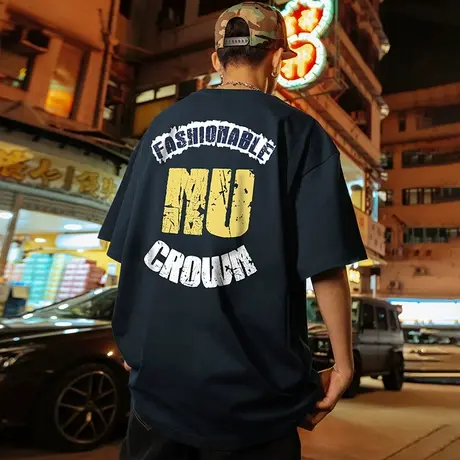 Nuthink美式复古字母短袖T恤运动休闲潮牌半袖体恤男女2025夏新款图片