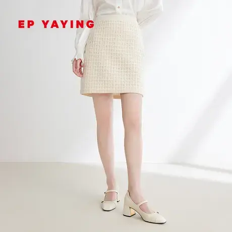 EP YAYING雅莹女装 绵羊毛针织A型花呢半裙 2023秋冬新款9308A商品大图