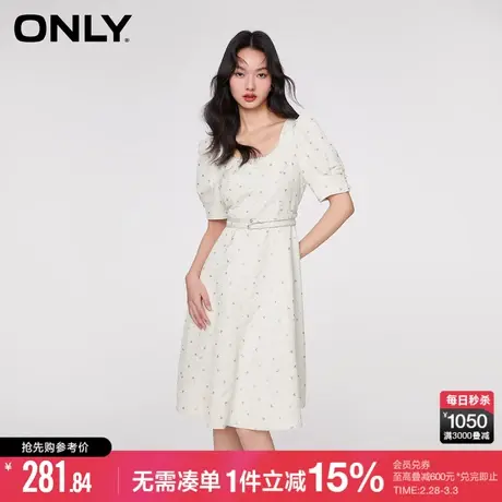 ONLY秋季气质收腰显瘦中长裙法式碎花连衣裙女|123207075图片