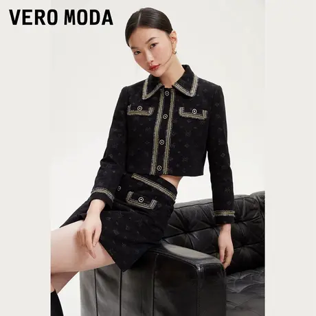Vero Moda牛仔外套短裙套装女春季短款七分袖小香风气质324157007商品大图