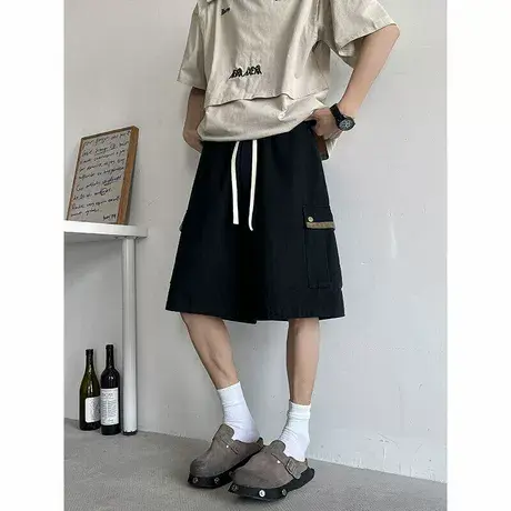 短裤男夏季新款美式休闲复古运动裤子潮牌宽松工装oversize五分裤图片