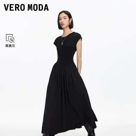 Vero Moda连衣裙2025秋季新款圆领纯色拼接伞裙优雅大气32537A023商品大图