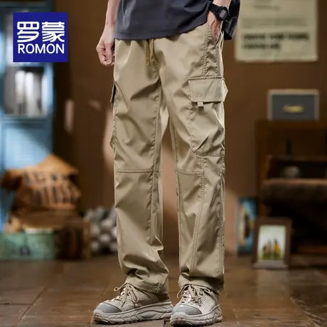罗蒙美式高街工装裤子男夏季宽松直筒阔腿裤2025新款潮牌休闲长裤图片