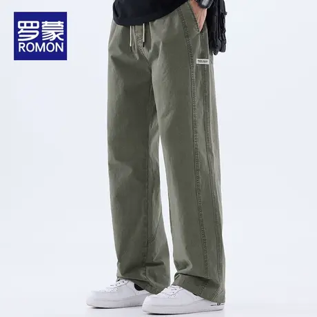 罗蒙男士纯棉休闲裤夏薄款宽松2025新款潮牌百搭男裤直筒长裤子男图片