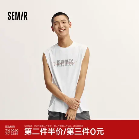 森马背心男宽肩无袖t恤青少年宽松运动坎肩夏季内搭上衣潮流印花图片