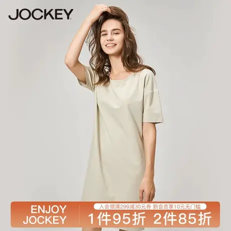 Jockey睡裙女夏季纯棉短袖睡衣宽松薄款春秋睡衣学生清新家居服图片